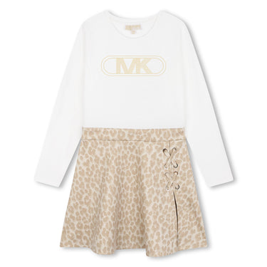 MICHAEL KORS Vestido para niña blanco con dorado